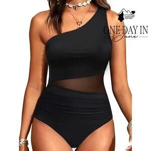 Yonique Mesh Cut Out Piece Swimsuit Size M